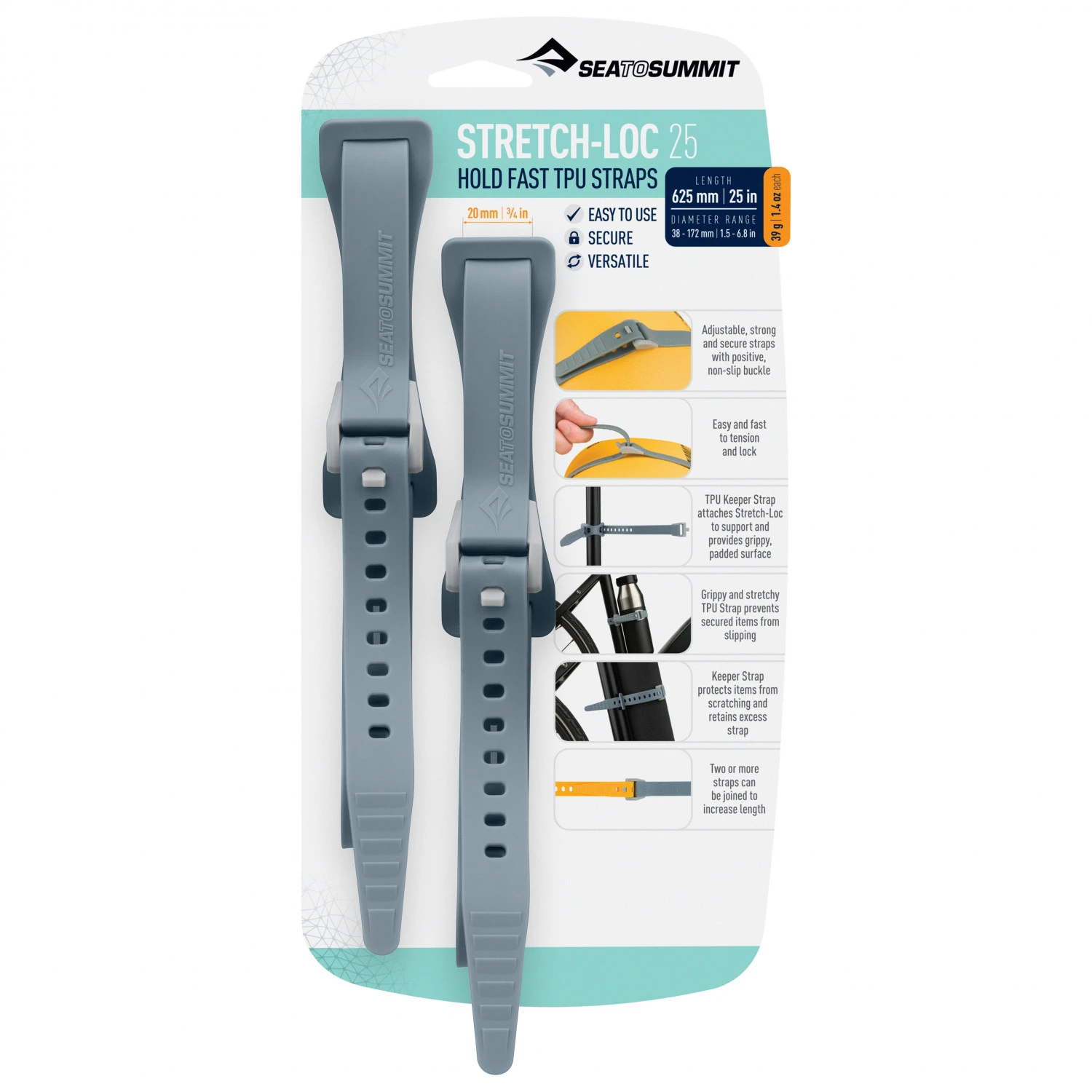 Sea To Summit - Stretch-Loc 25 2-Pack - Sangle 4 Sea To Summit - Stretch-Loc 25 2-Pack - Sangle – Image 2